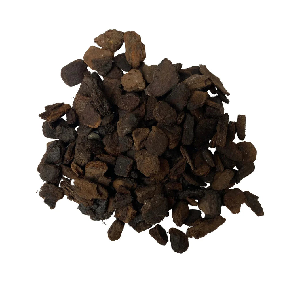 Pile of orchid bark against a white background