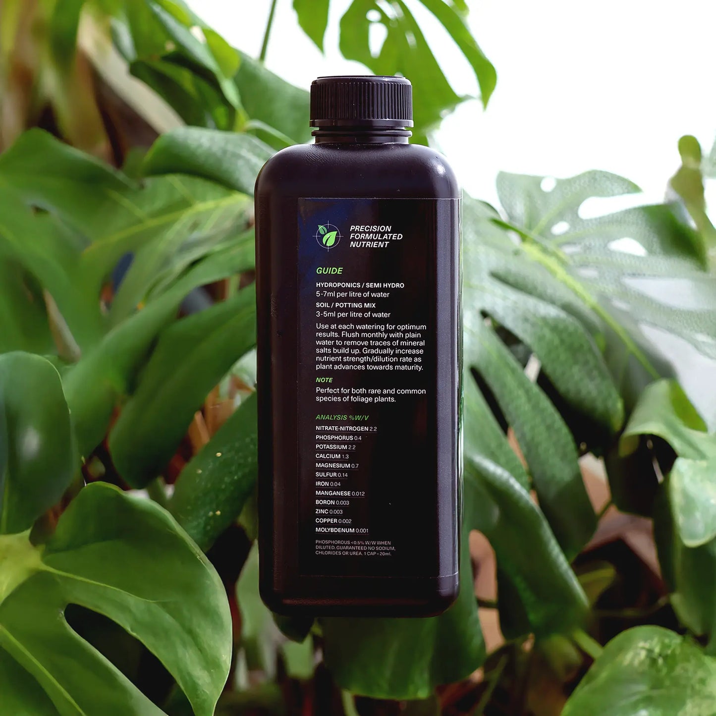 Instruction label of Foliage Focus fertiliser