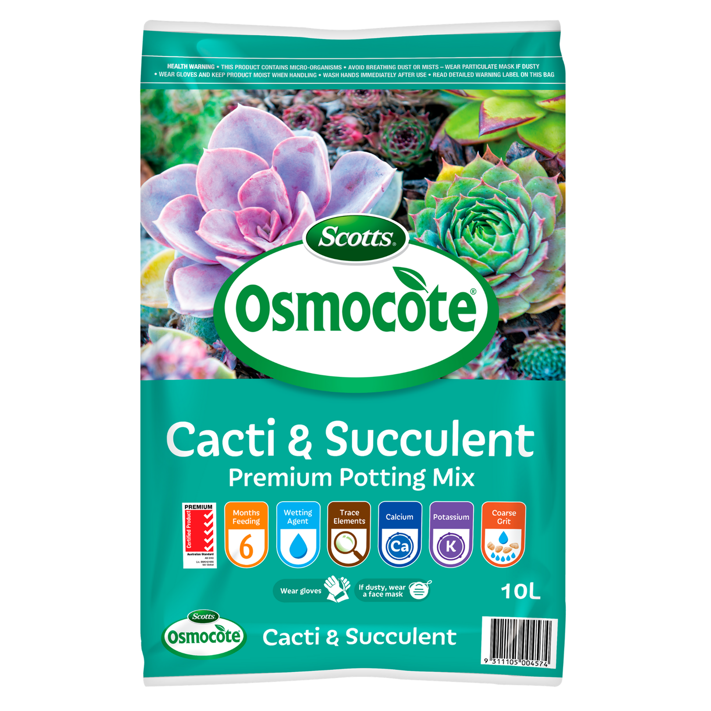 Front of a 10L bag of Osmocote Cacti & Succulent Potting Mix